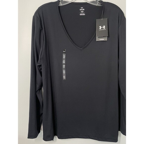 Under Armour V-Neck Meridian Long sleeve Longline Shirt Women’s S Black LooseFit - Picture 2 of 12